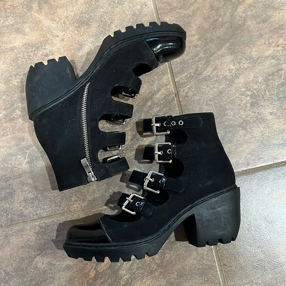Opening Ceremony Shoes - Opening Ceremony Black Cutout Buckle Ankle Boots